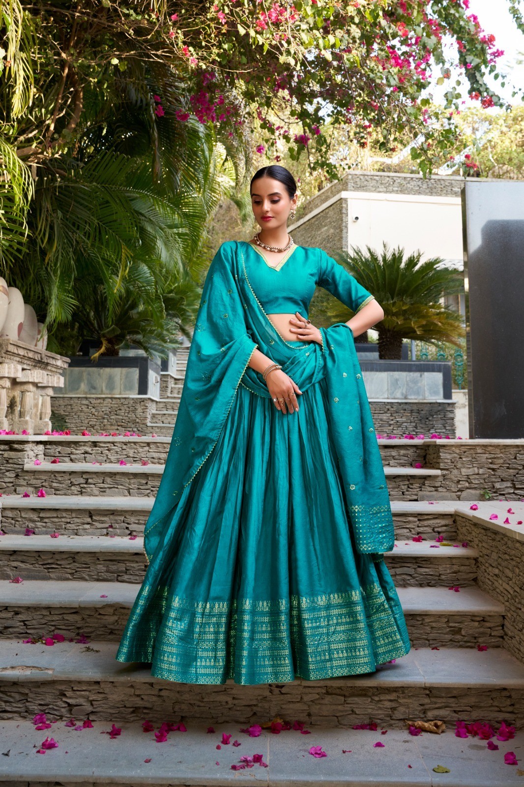 Chanderi Silk Lehenga Choli Dupatta Set New Exclusive Wedding Wear Women