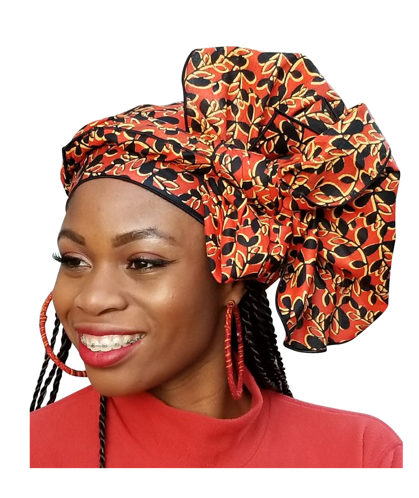 Orange African Print Ankara Head Wrap One Size DP3844H