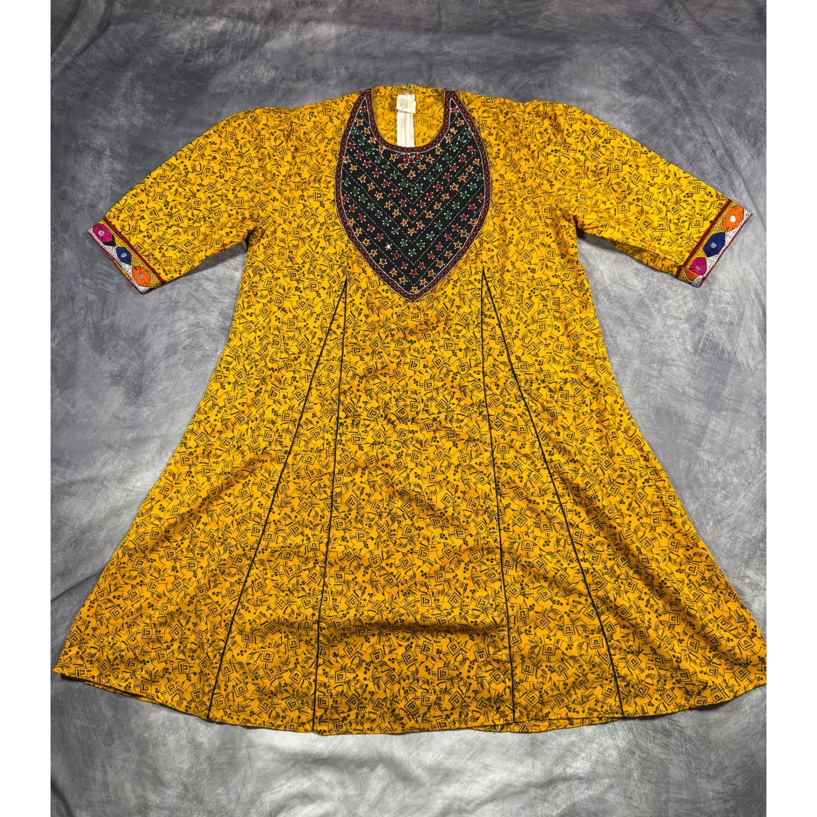 Unique True Vintage 1970s Authentic Indian Folk Dress Bohemian Festival Eclectic