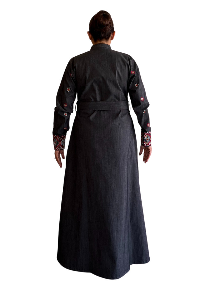 Women’s Embellished Denim Abaya Jacket – Lightweight, Modest, Stylish