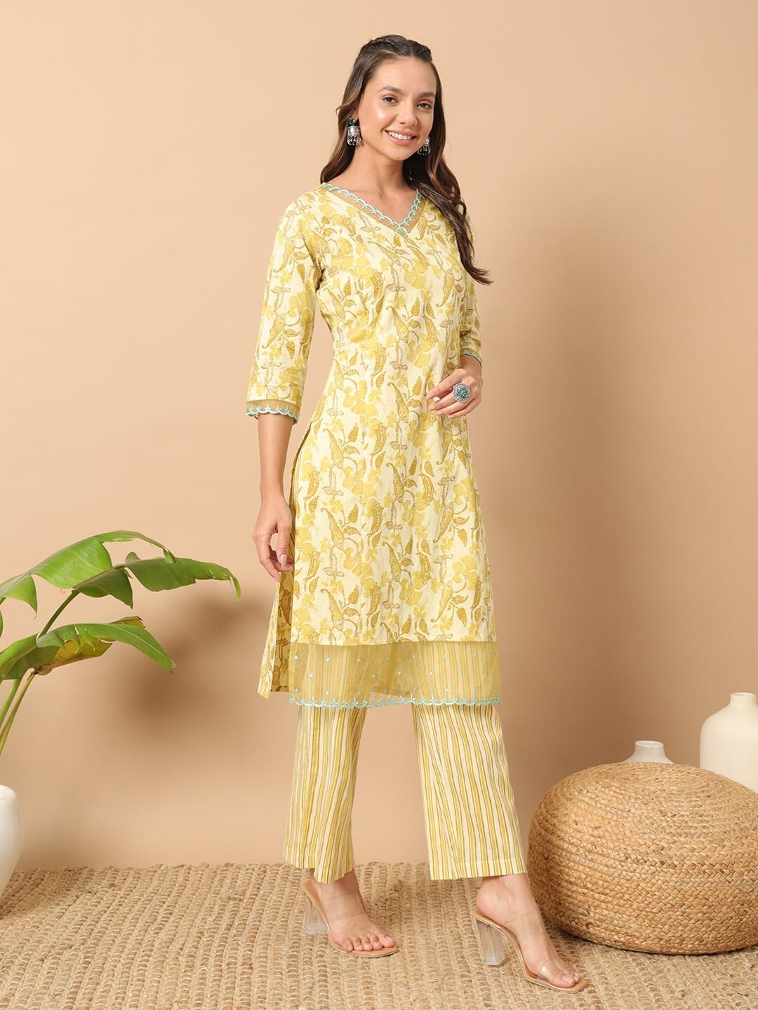 Women’s Cotton Straight Kurta With Pant