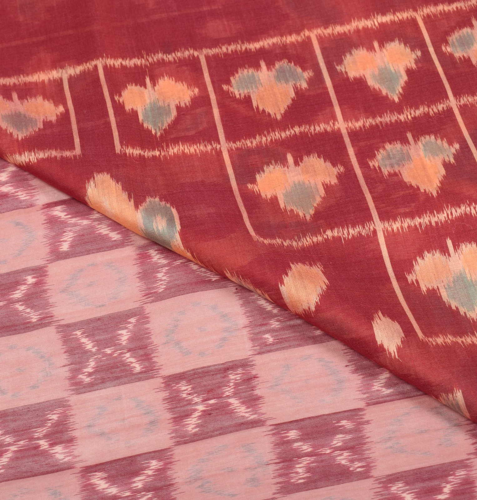 Sushila Vintage Magenta Saree 100% Pure Cotton Silk Hand Woven Pochampally Ikat