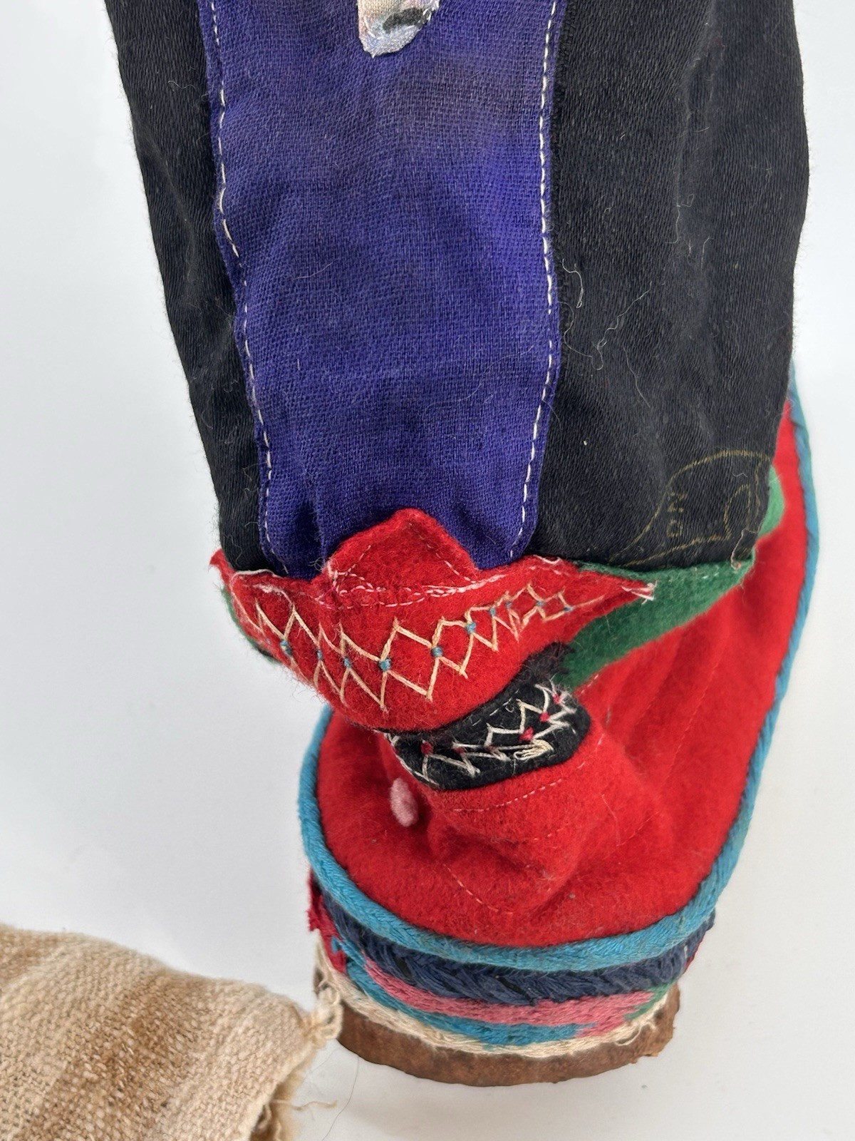 Vintage 1960s Tibetan Felt Hand Embroidered Felt Boots Boho Mongolian Himalayan