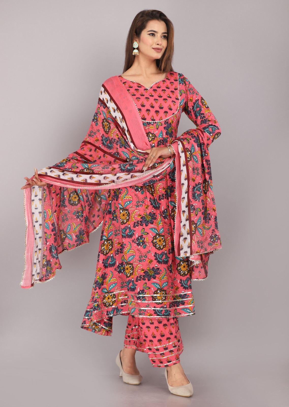 Attractive Traditional Wear Multicolor Kurti, Palazzo With Dupatta For Women