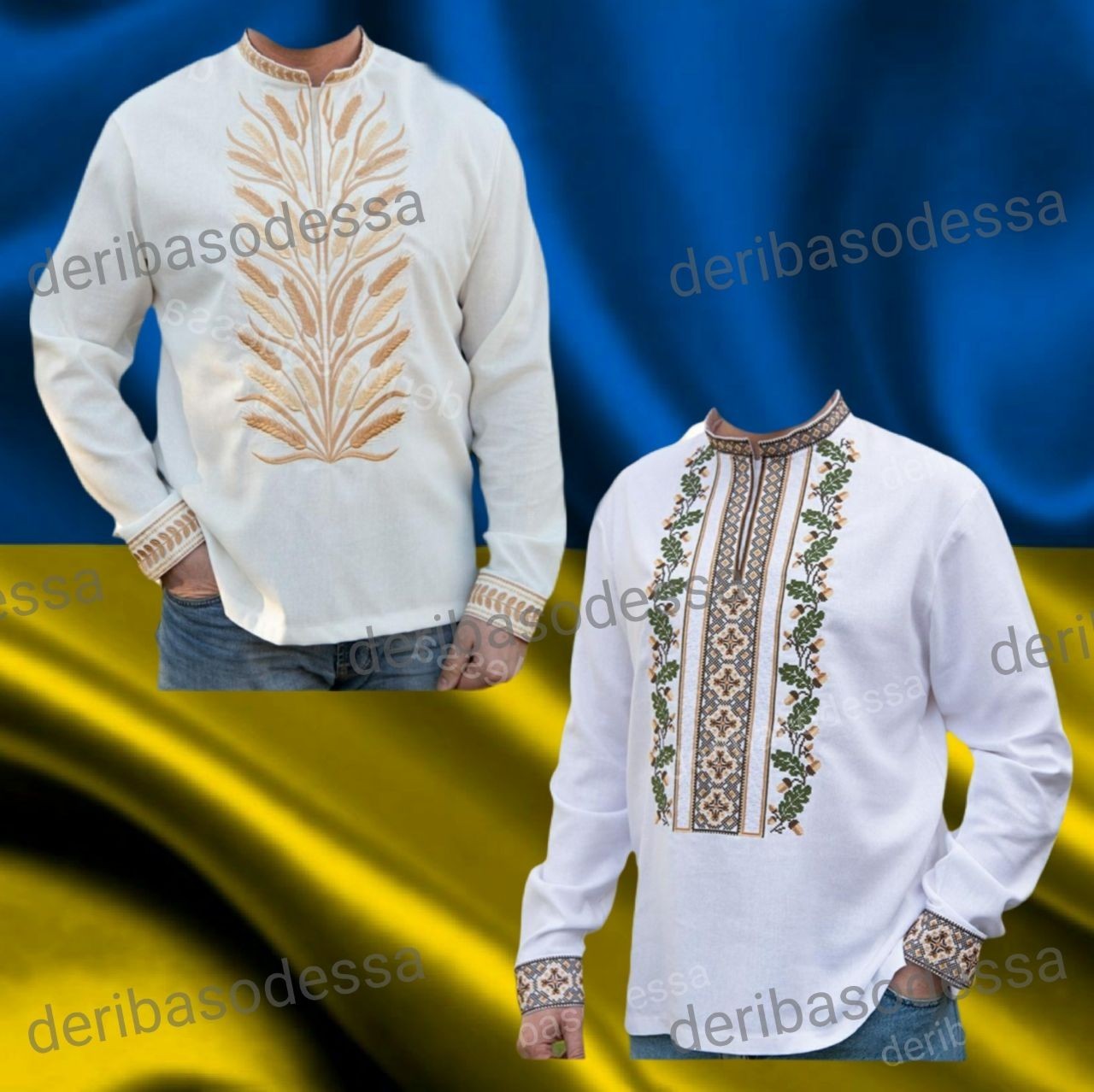 Set of Vyshyvanka Ukrainian traditional embroidered shirt men’s + children’s