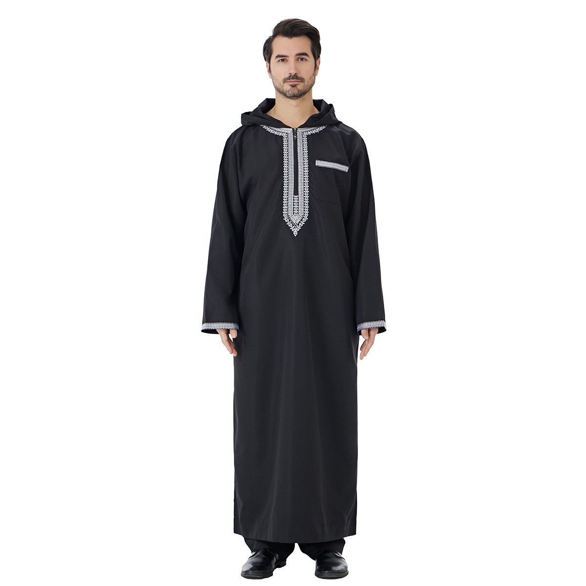 Men Islamic Robe Arab Caftan Muslim Hooded Dubai Thobe Jubba Dishdasha Thoub New