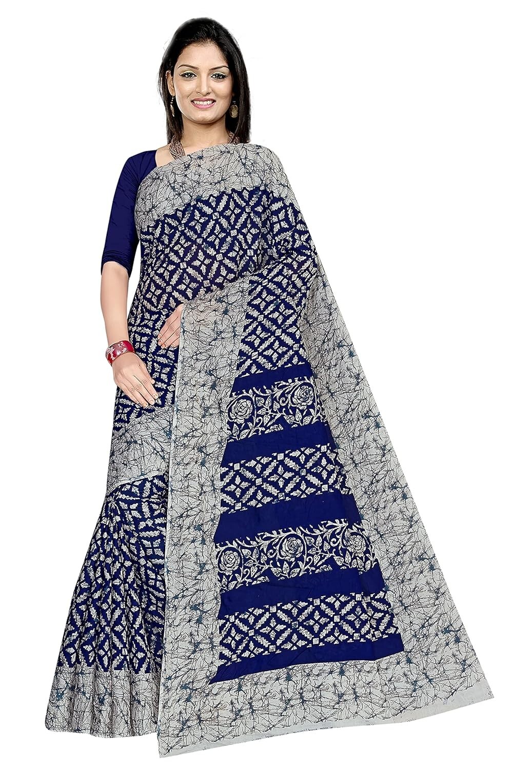 Women’s Plain Weave Pure Cotton Saree Without Blouse Piece