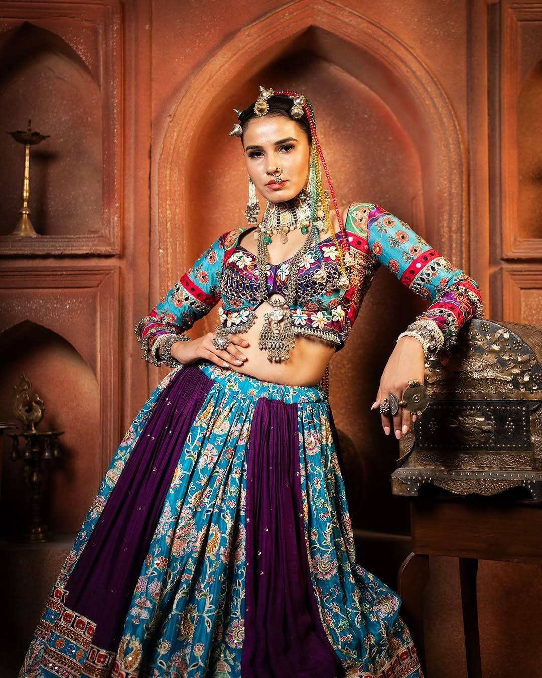 Navaratri Special Silk Lehenga Choli & Dupatta In Digital Print By Aadat Export