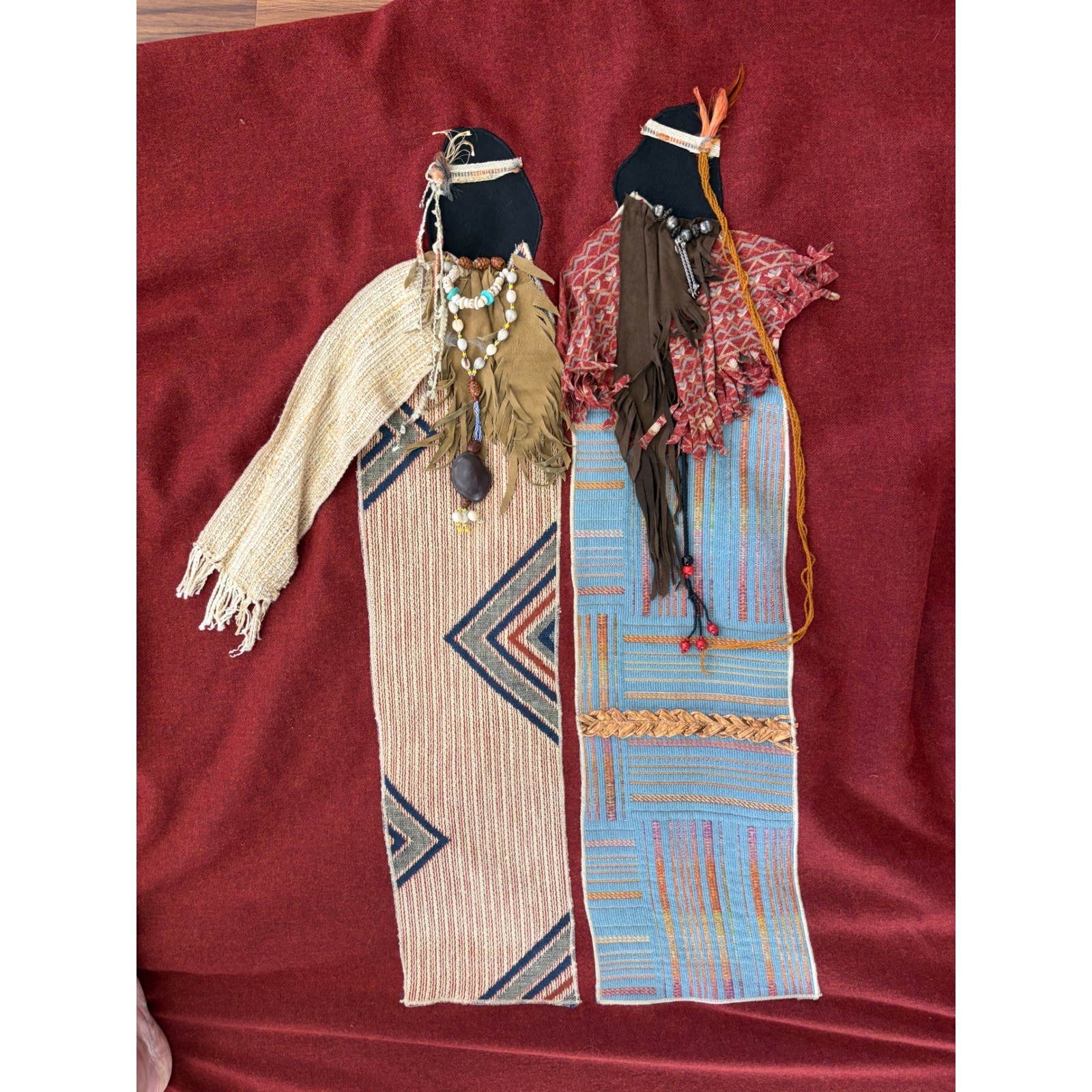 Native American couple 3D turquoise stones, wool poncho one size