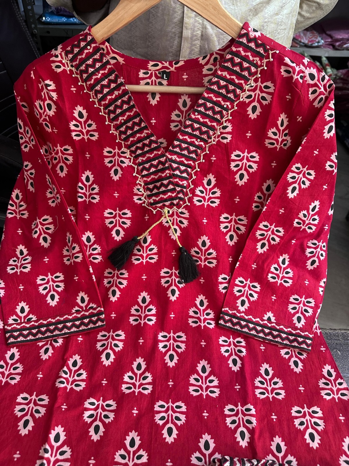 Indian Hand Block Printed Kurta Palazzo Dupatta Set Women Designer Salwar Kameez