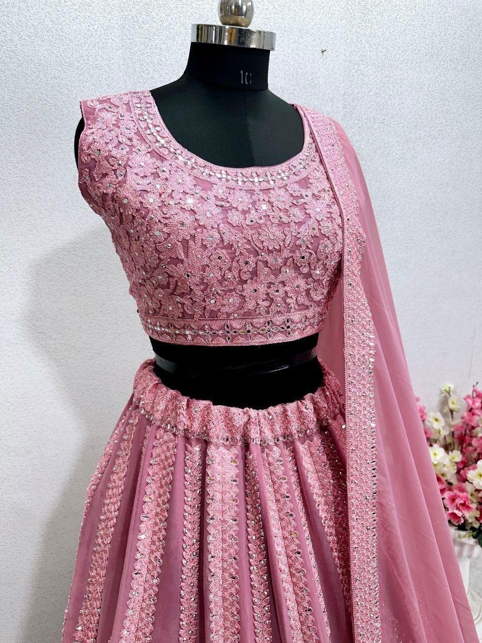 BRIDAL WEAR LEHNGA CHOLI REAL MIRROR WORK LEHENGA CHOLI WITH DUPATTA WOMEN EID