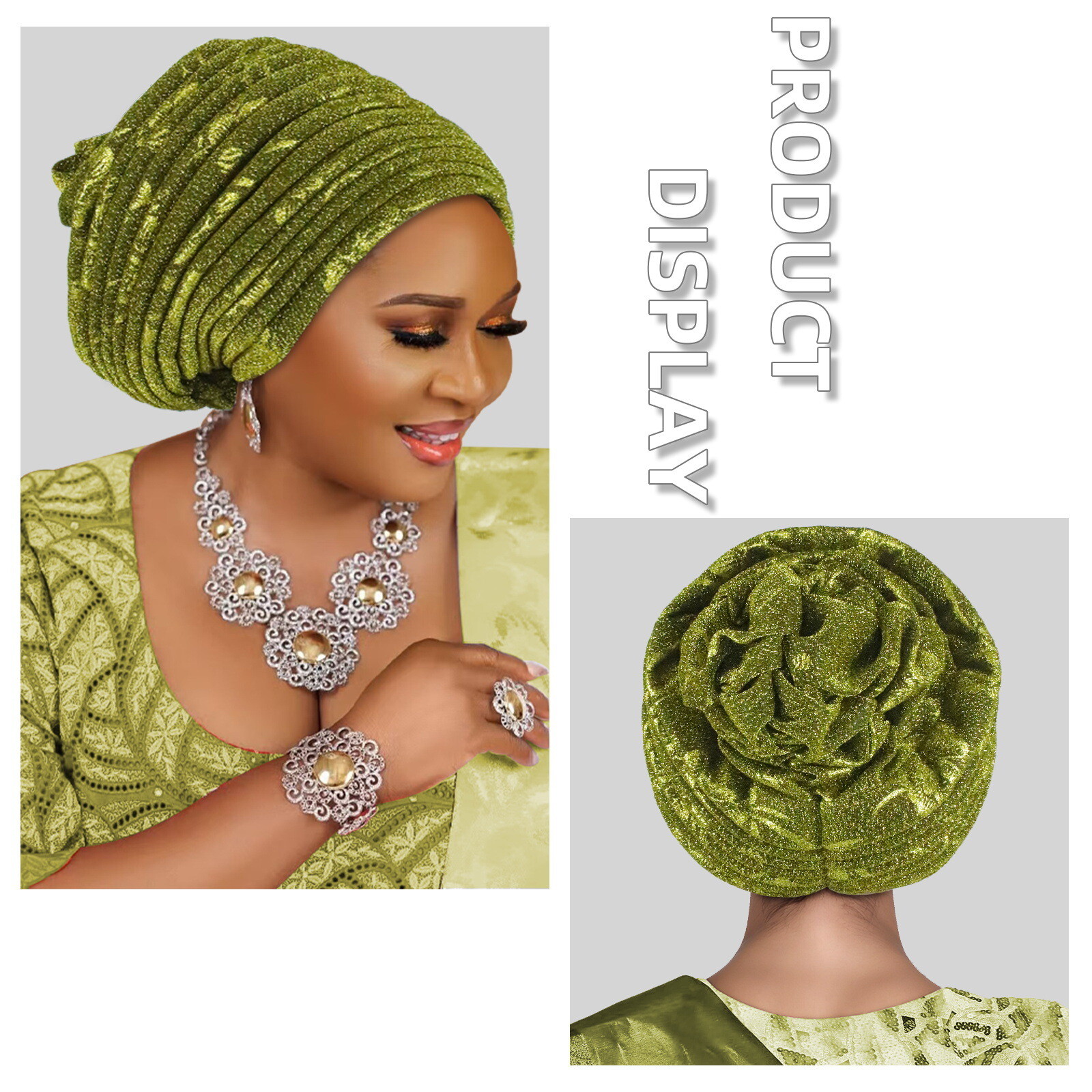 Nigerian African Women Pleated Head Cover Wrap Caps Islamic Bonnet Headwear Arab
