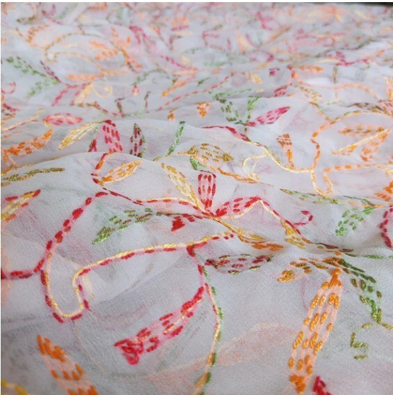 Chikankari Saree Georgette Fabric Handcrafted Lucknowi Embroidery for Diwali