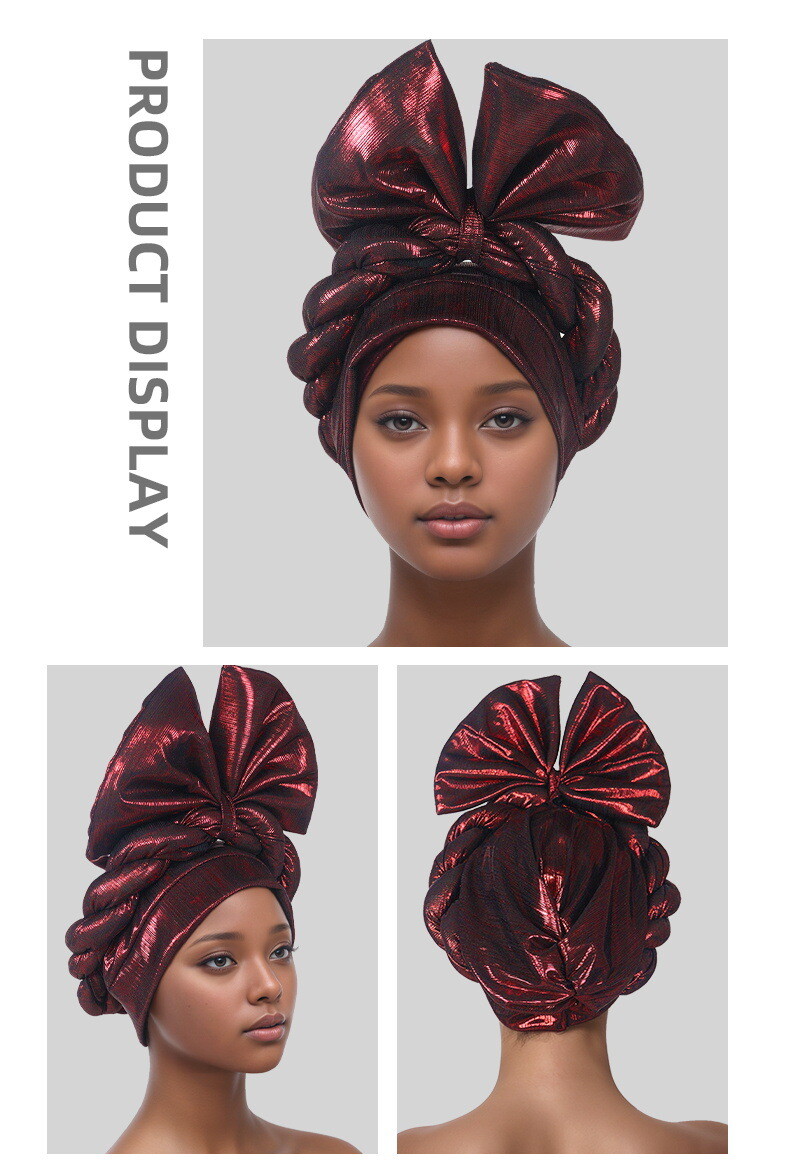 Auto Gele Headtie Head Cover Caps Women Bowknot Head Wrap Wedding Caps Headwear