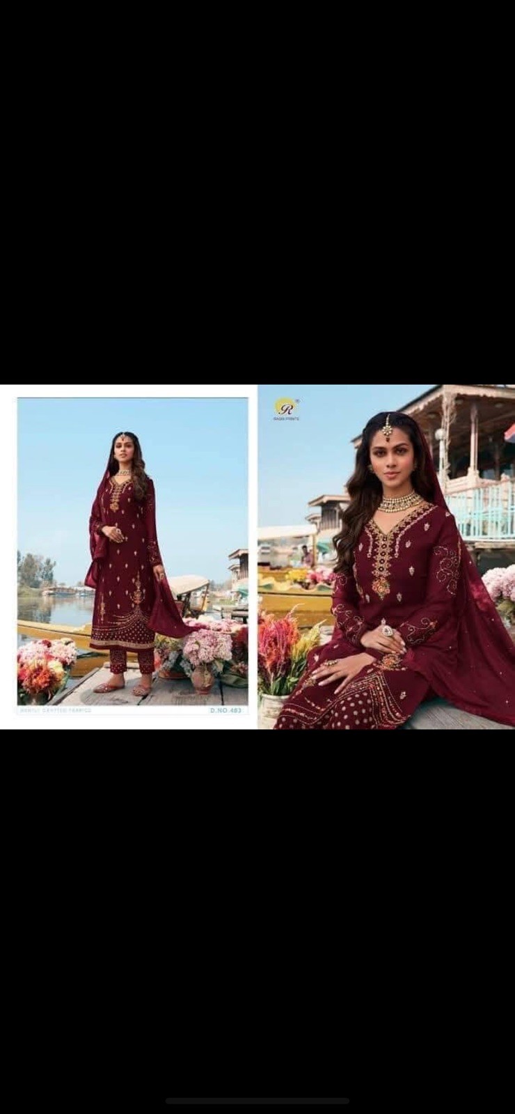 Eid pakistani Chiffon Suit Gorgeous Work India DRess Women Embroidery Bust~42L