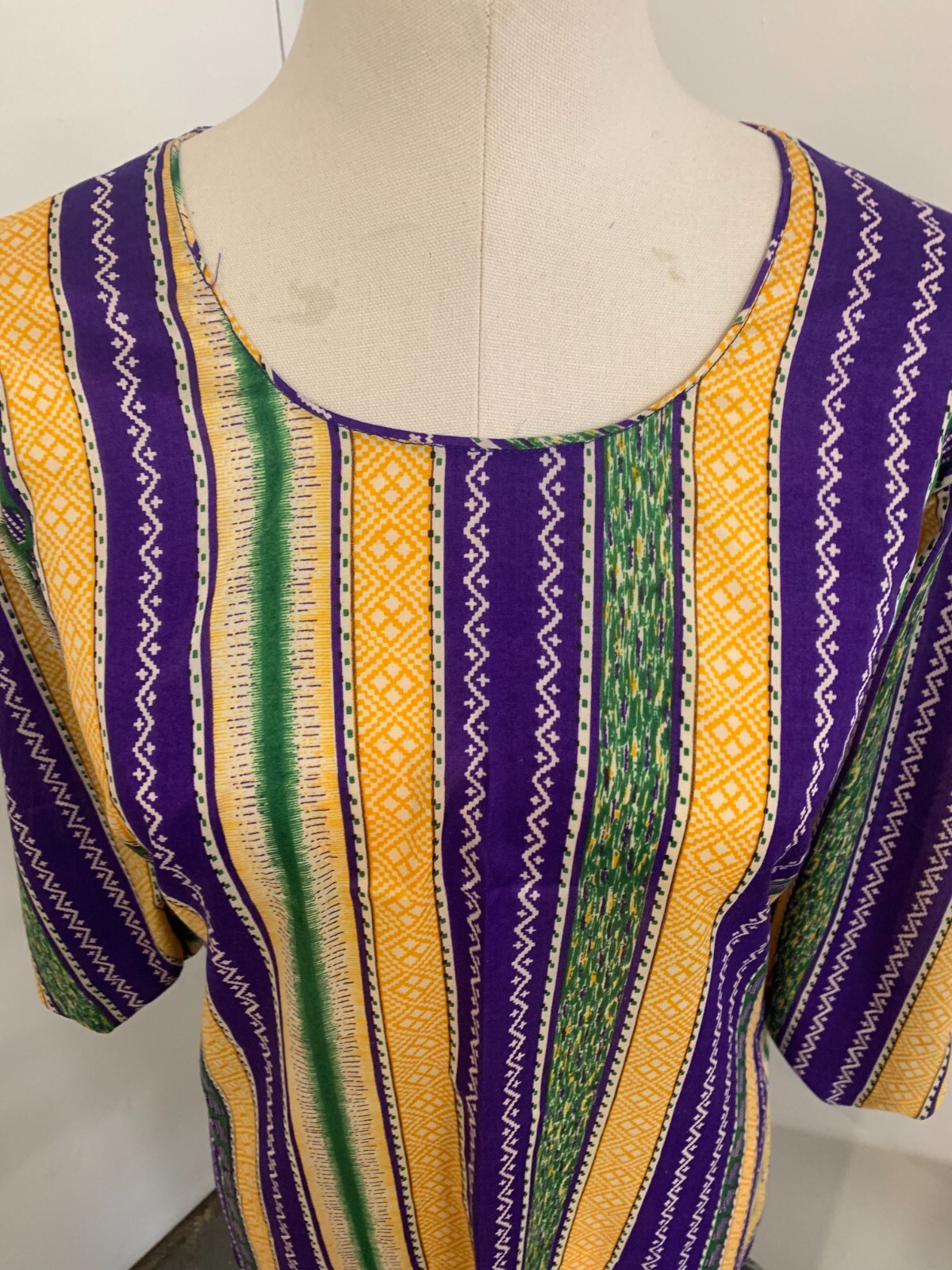 Salwar Kameez Suit Striped Medium Colorful Kurta Kurti Shalwar Tunic Palazzo 70s