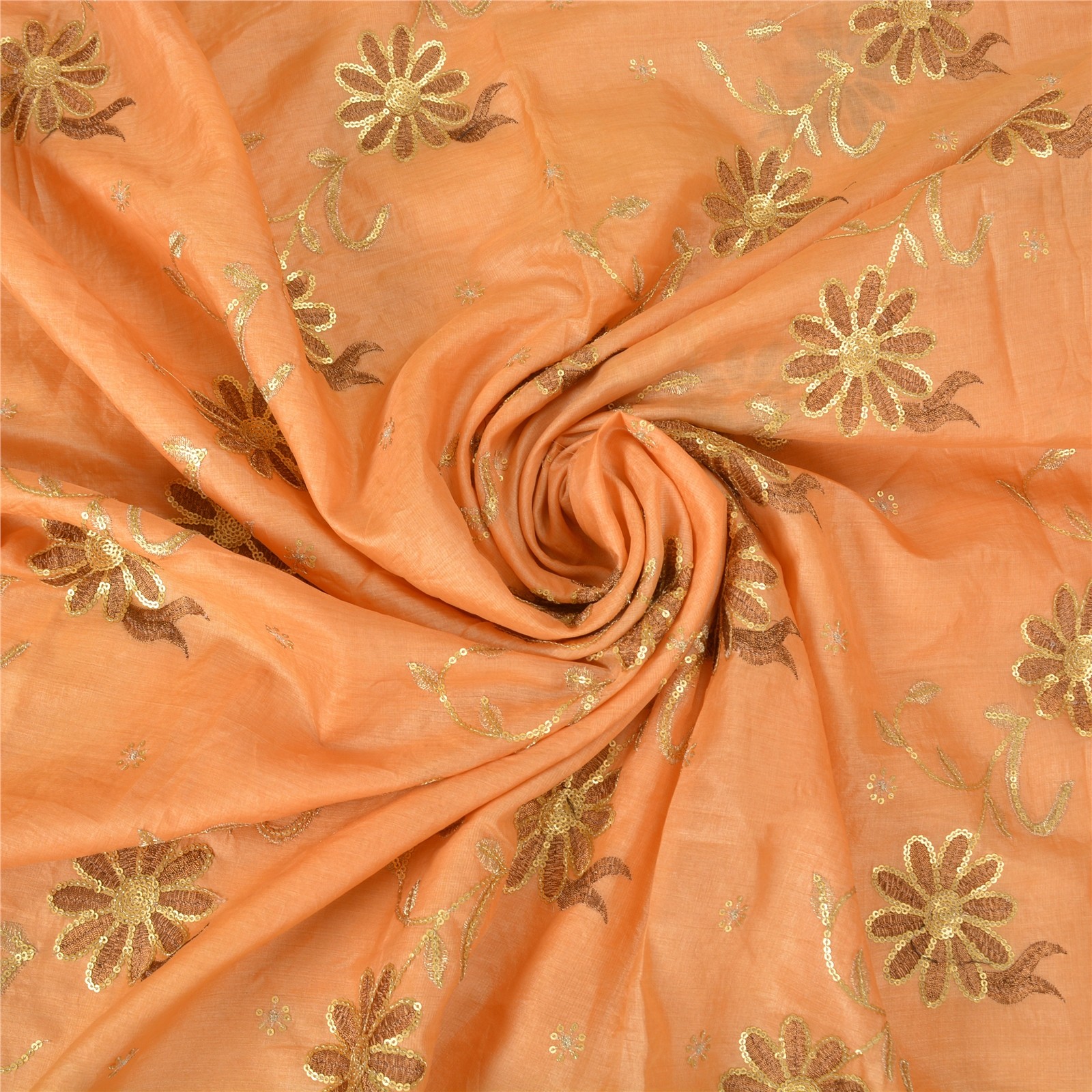 Sanskriti Vintage Peach Sarees Pure Silk Embroidered Premium Sari Craft Fabric