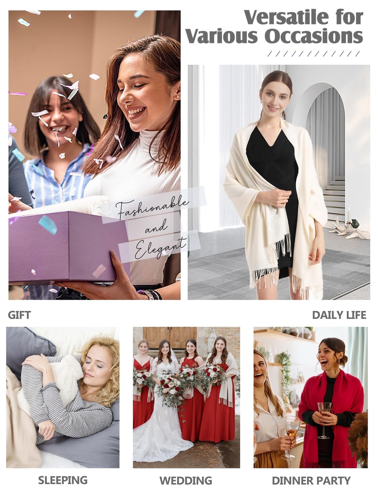 AURUZA Shawls and Wraps for Evening Dresses, Soft Pashmina Shawls for Women, …