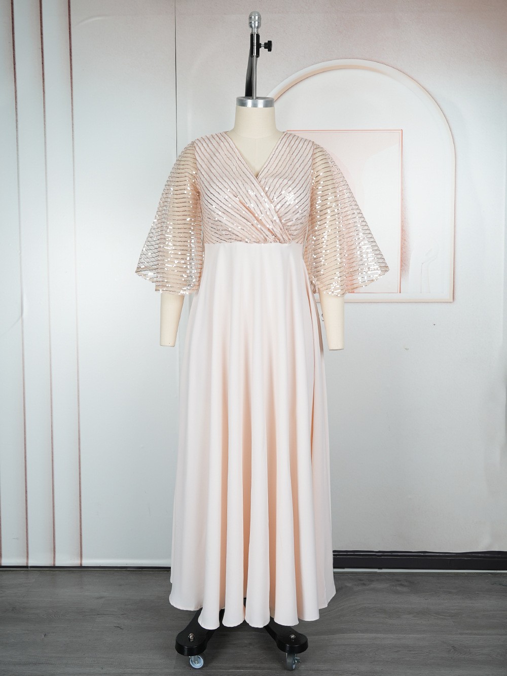 African Party Dress Women Sequin Wedding Evening Gown Elegant Turkey Maxi Abaya