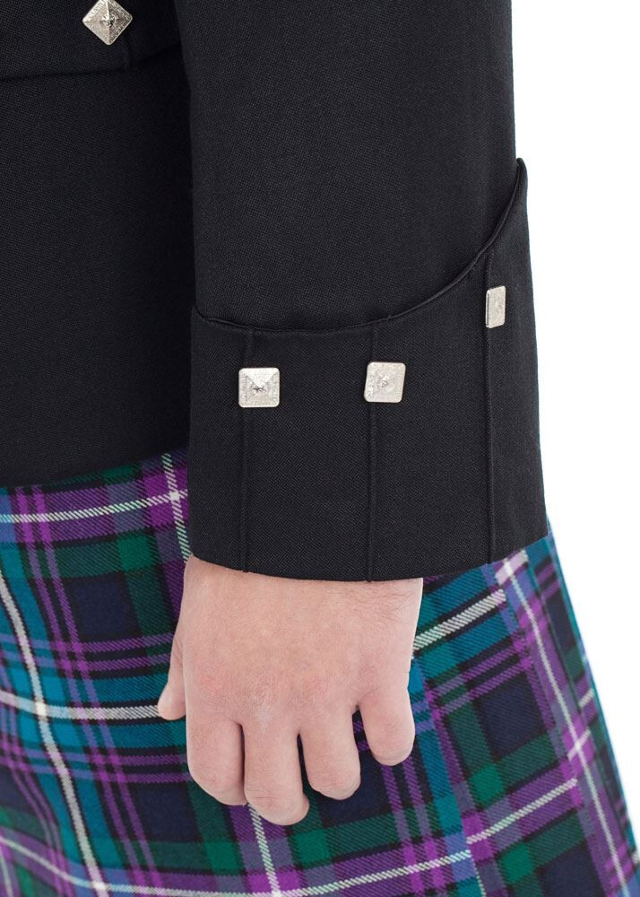 Men’s Black Argyle Kilt Jacket With Vest 100% Wool Highland Wedding Kilt Jacket