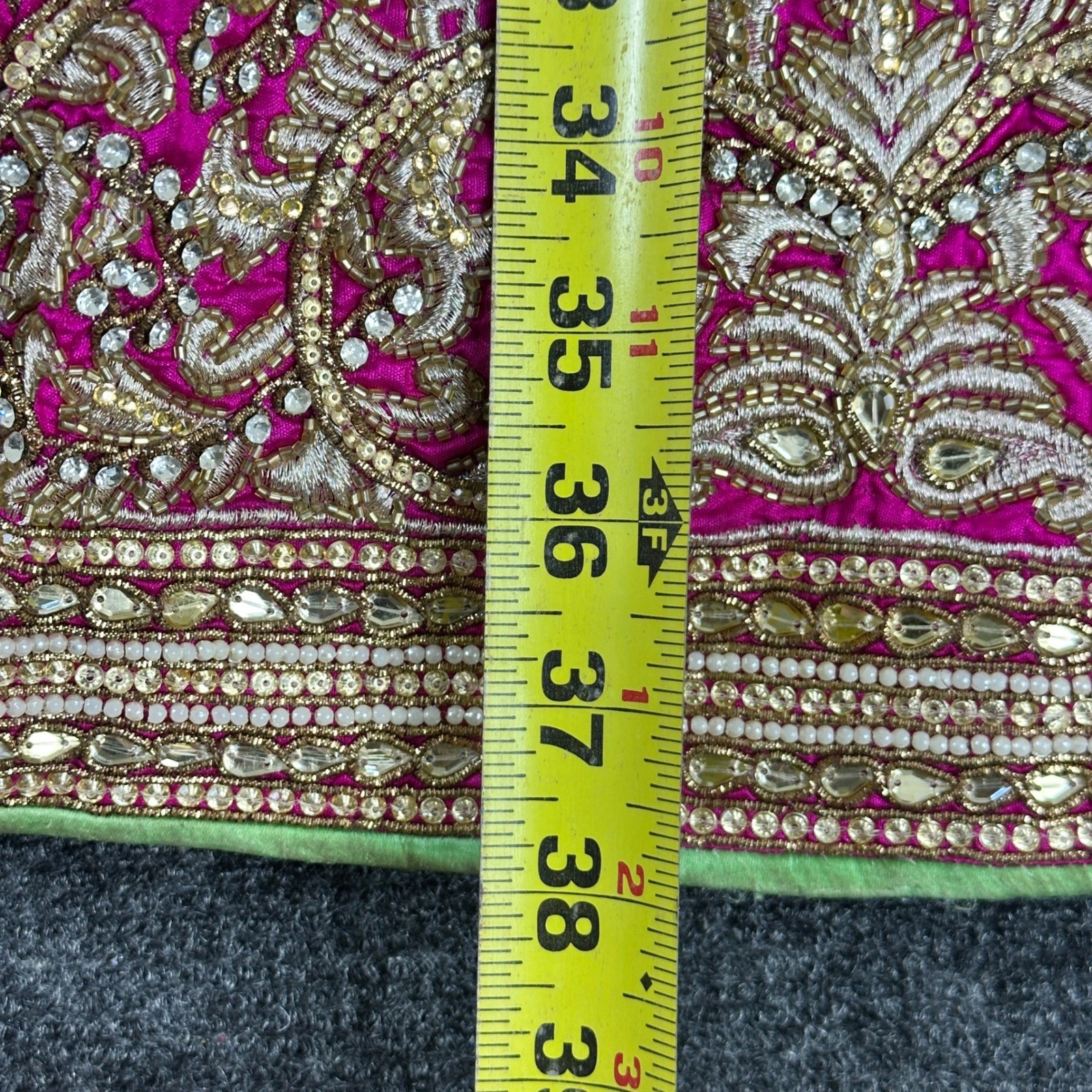 Indian bridal Lehenga Choli Mint Green Pink Gold Embroidered Wedding Set 3PC