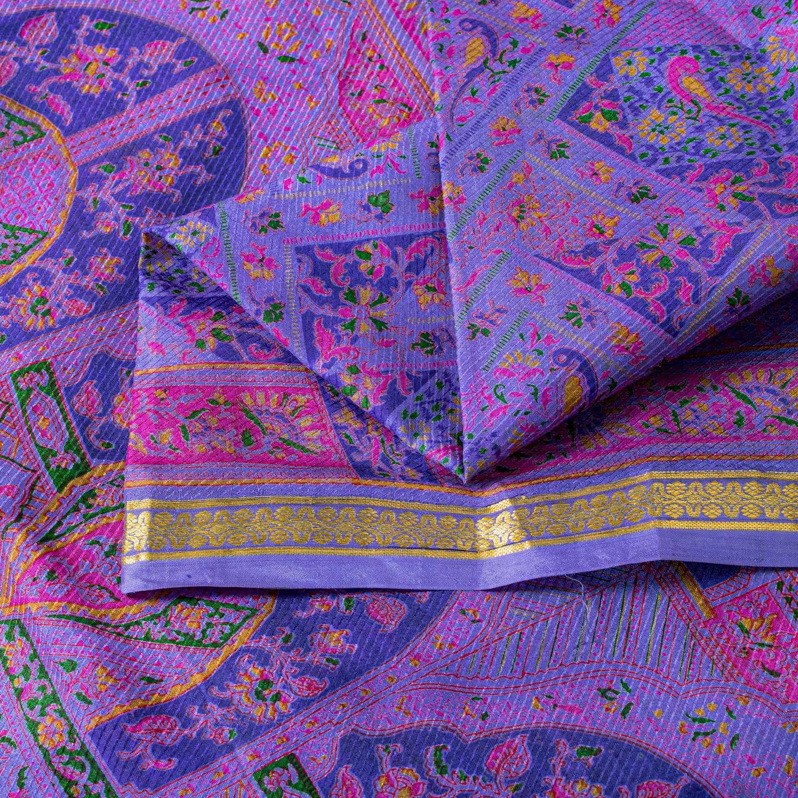 Sanskriti Vintage Blue Sari Soft Pure Silk Human Animal Zari Border Saree 6+Yard