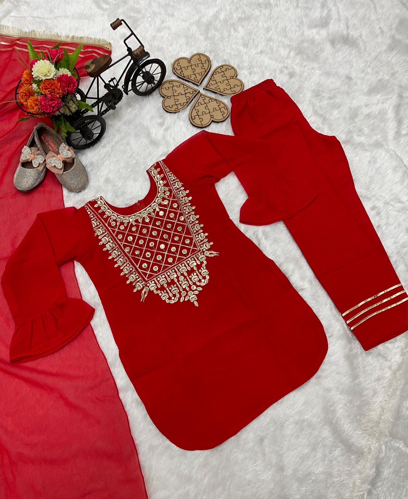 DESIGNER EMBROIDERY SEQUENCE 5mm WORK TOP WITH BOTTOM FULL STTICHED READY TO WE