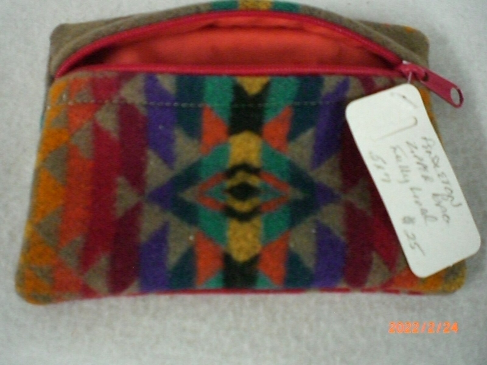 Dance Regalia Bag, Pendleton Wool, Fully Lined, Zipper, 5″ x 7″