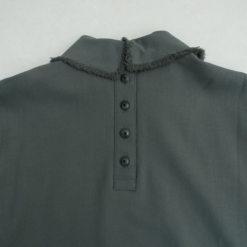 Mina Perhonen Relaxante Fringe Collar Wool Blouse Size 40-42