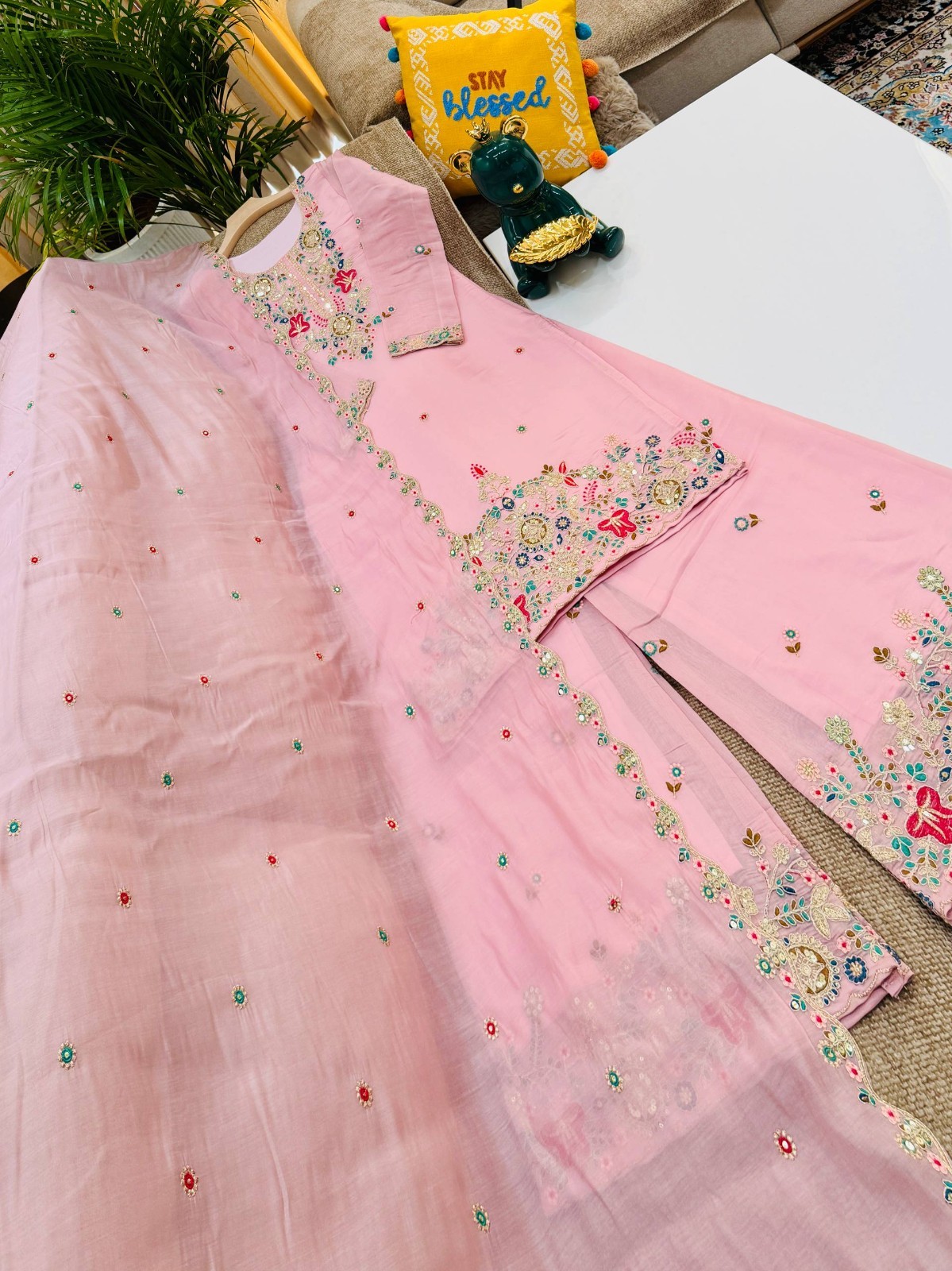 New Launching Mal Chanderi Palazzo Suit With Dupatta For Functional Wear