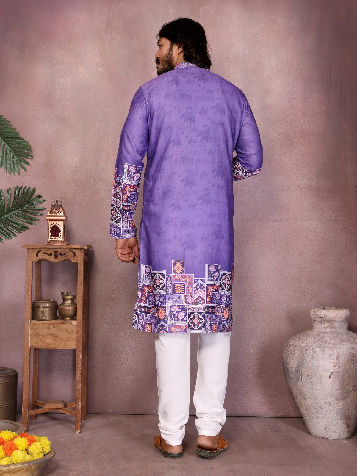 Indian Men’s Ethnic Kurta Pajama Set Wedding Wear Pakistani Sherwani Style Party