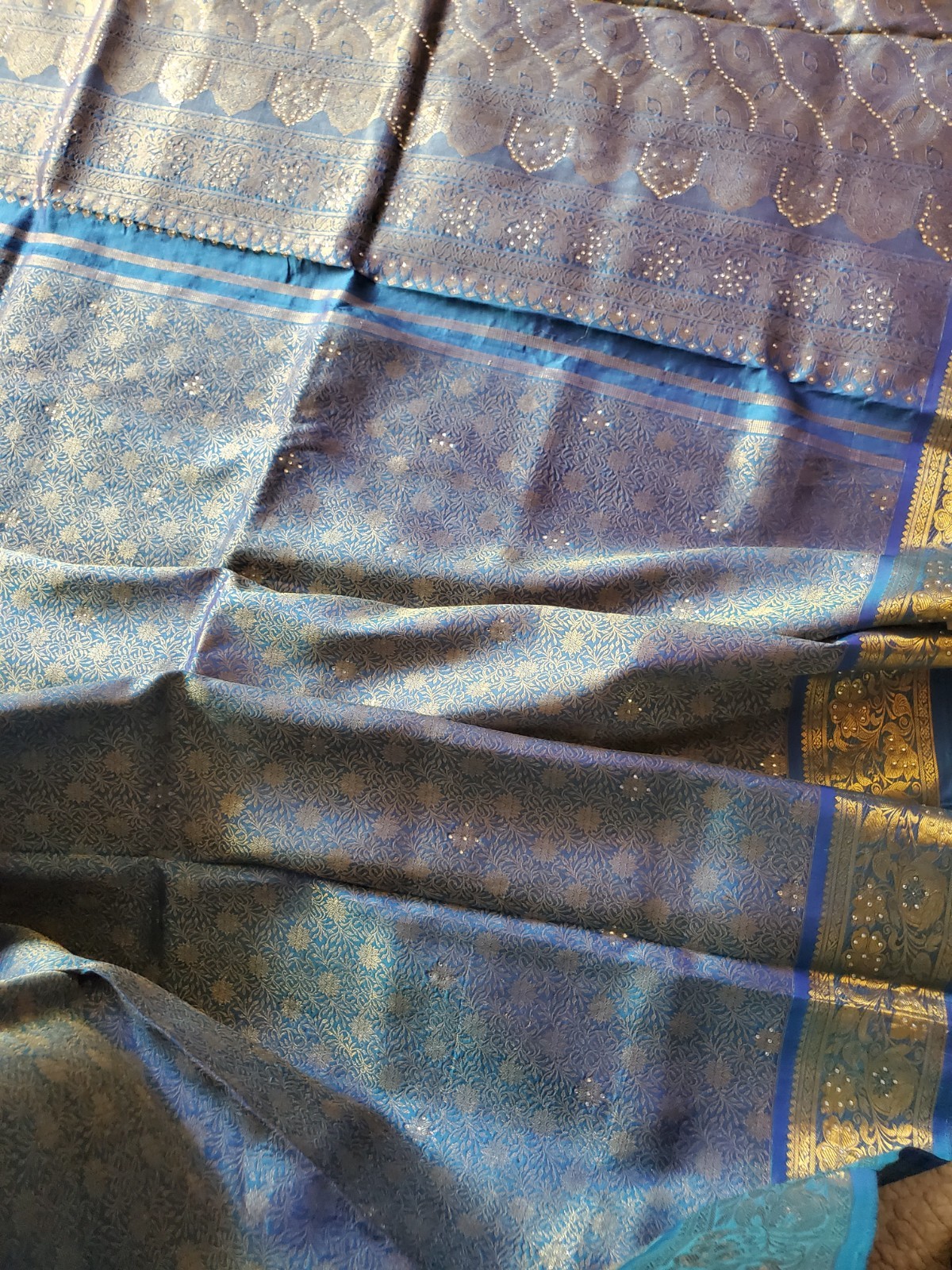 Women Pure Silk Brocade Stonework Kanjivaram Saree Designer Party Wedding Festiv