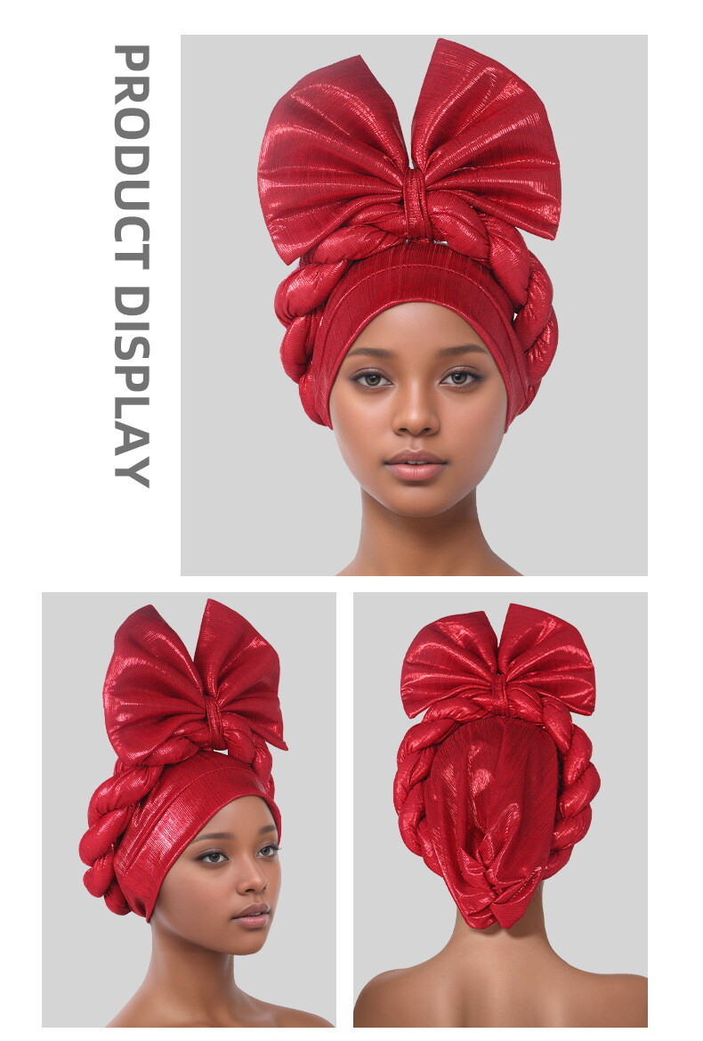 Auto Gele Headtie Head Cover Caps Women Bowknot Head Wrap Wedding Caps Headwear