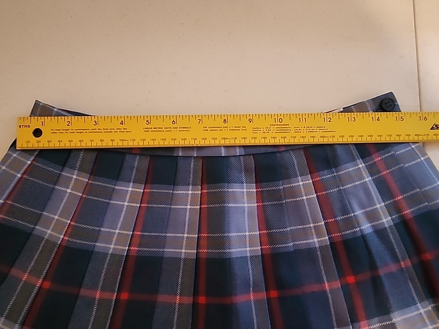 Womans Archie Brown & Son fully lined blue plaid wool kilt skirt 14