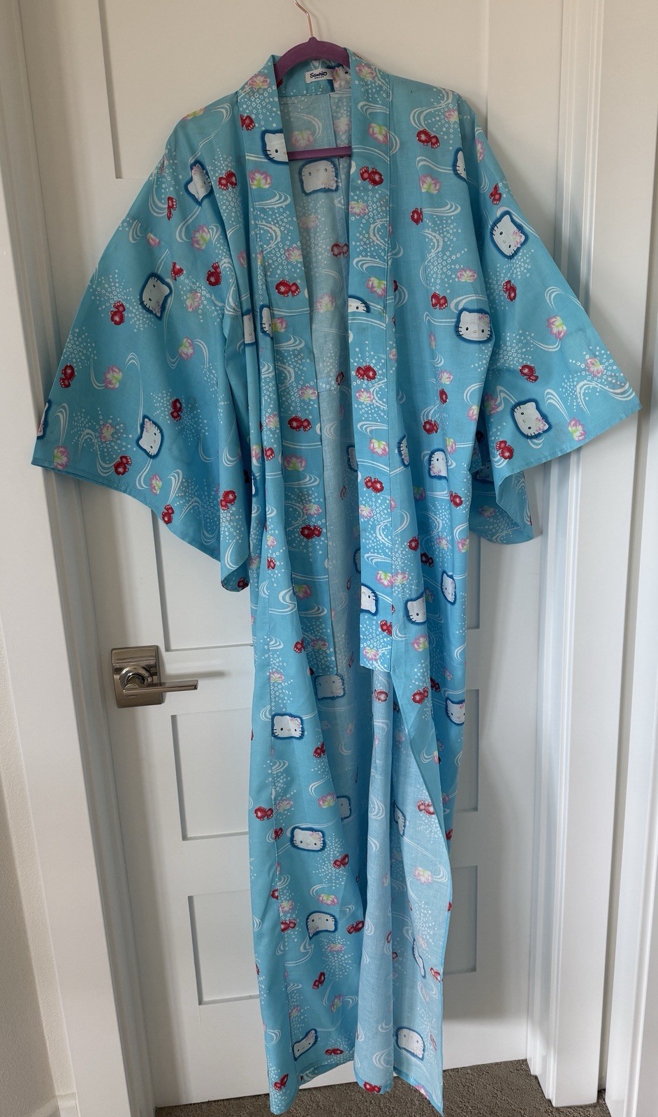Hello Kitty Sanrio Cotton Yukata Kimono Robe Blue Kawaii One Size Japan