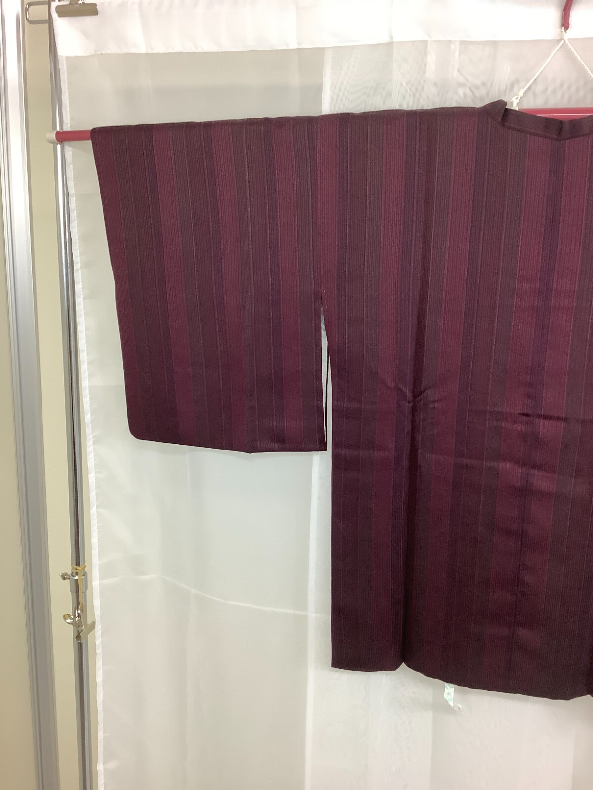 Japanese Vintage Kimono Michiyuki coat border dark red Height 31.49inch
