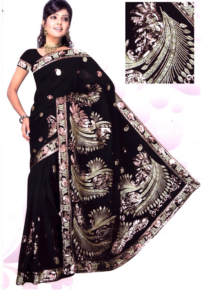 Indian Chiffon Saree Sari Bridal Bollywood Embroidery Costume Choose Color Top