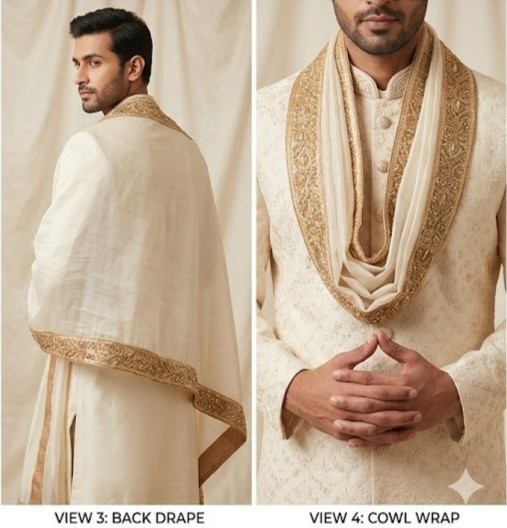Men Stole Indian Handmade Silk Wedding Dupatta Traditional Scarves
