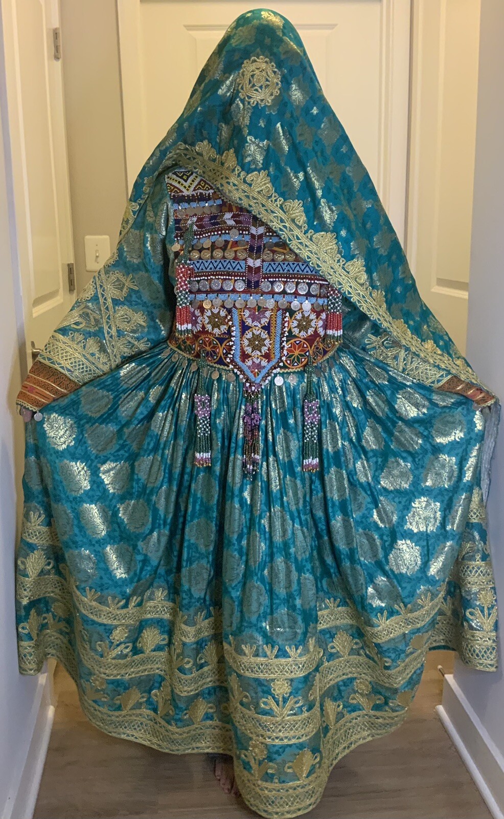Afghan banaras silk Handmade Embroidered Dress set – Afghani Traditional dress