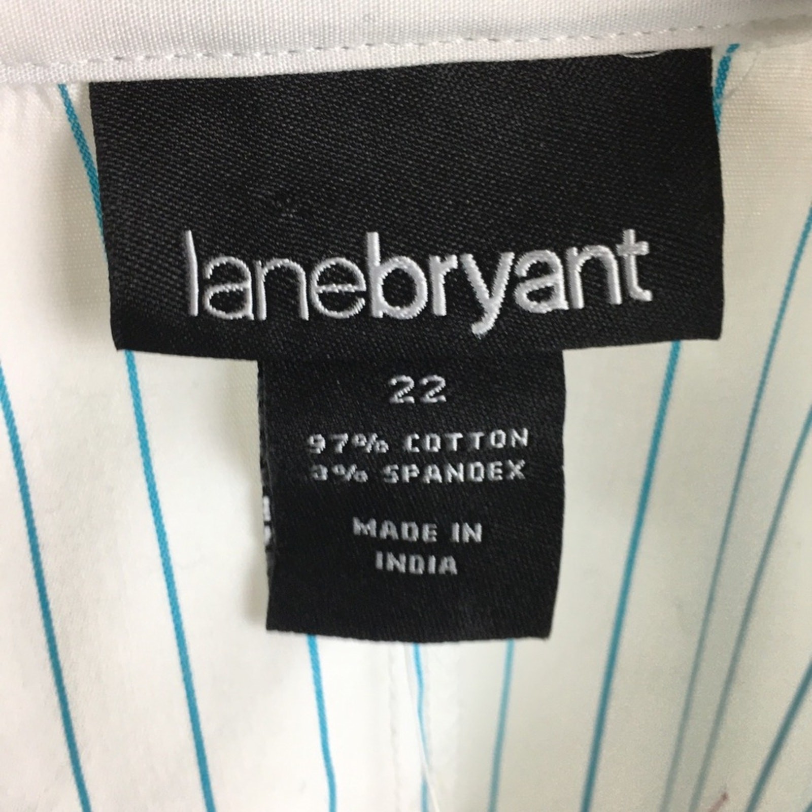 Lane Bryant Blue Stripe Ruffle Button Front top NWT 22