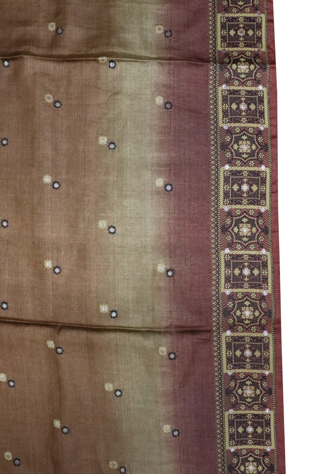 Vintage Tussar Silk Saree, Upcycled Printed Tussah Silk DIY Fabric TS1155