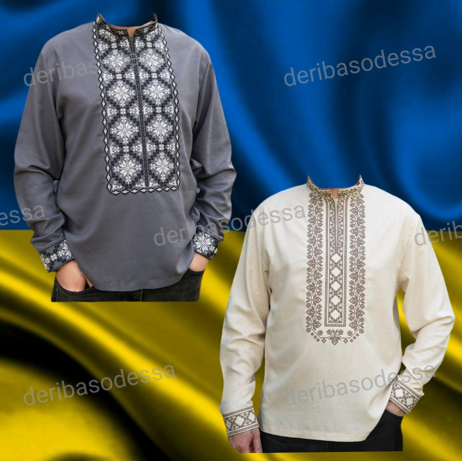 Set of Vyshyvanka Ukrainian traditional embroidered shirt men’s + children’s