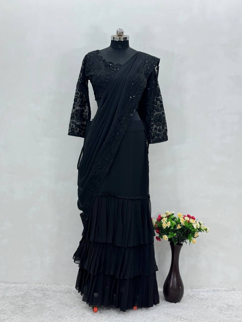 Ready-to-Wear Designer Saree for Adults Bollywood Party and Indian Pakistani Wed