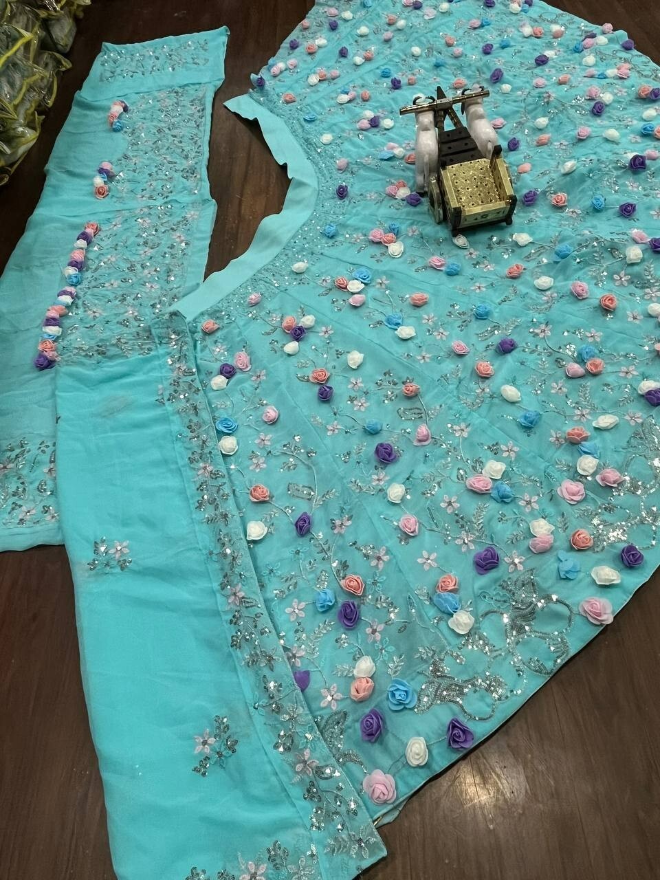 Designer Flower Work & Embroidery Sequins Work Lehenga Party Wear Lehenga Choli