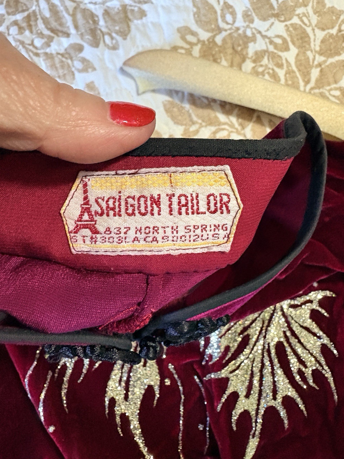 Saigon Tailor Women’s Silk Velvet Cheong-sam Dress Red Size S/M