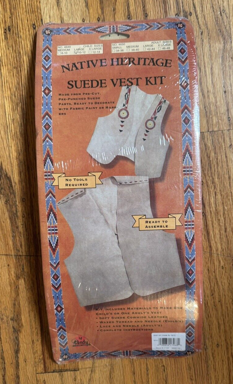 Tandy Leather Co Leathercraft Native Heritage Suede Vest Kit Youth Large 10-12