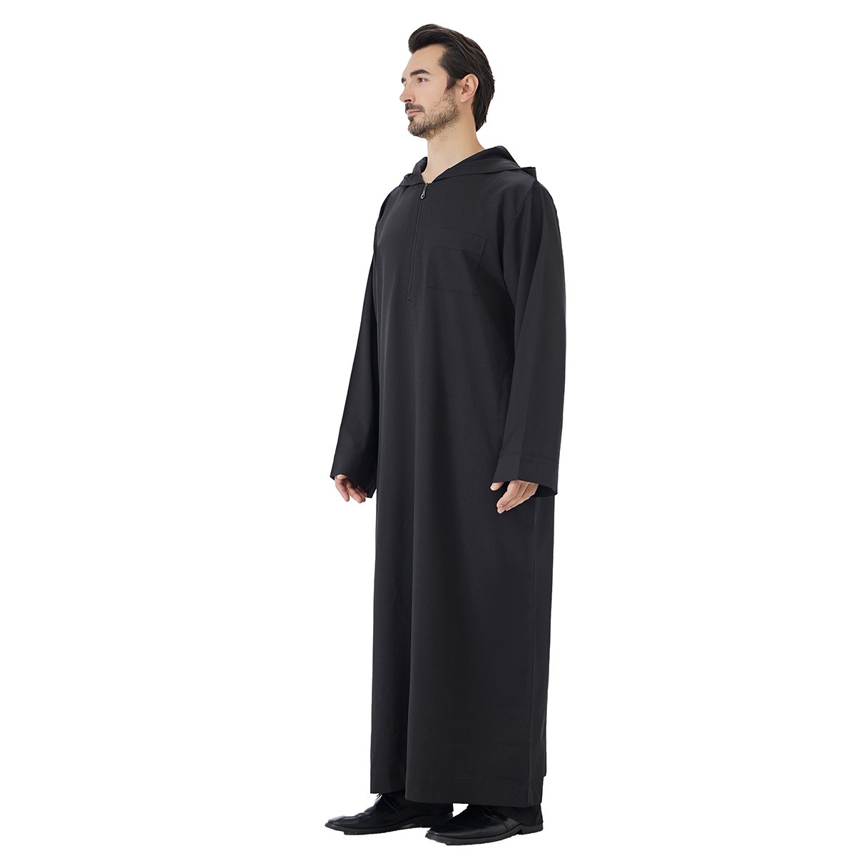 Men Islamic Robe Arab Caftan Muslim Hooded Dubai Thobe Jubba Dishdasha Thoub New