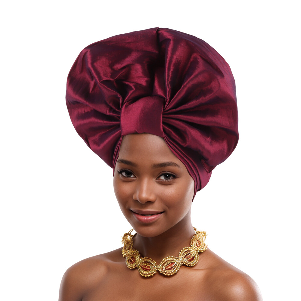 Nigerian Auto Gele Headtie African Women Head Wrap Turban Wedding Headwear Cap