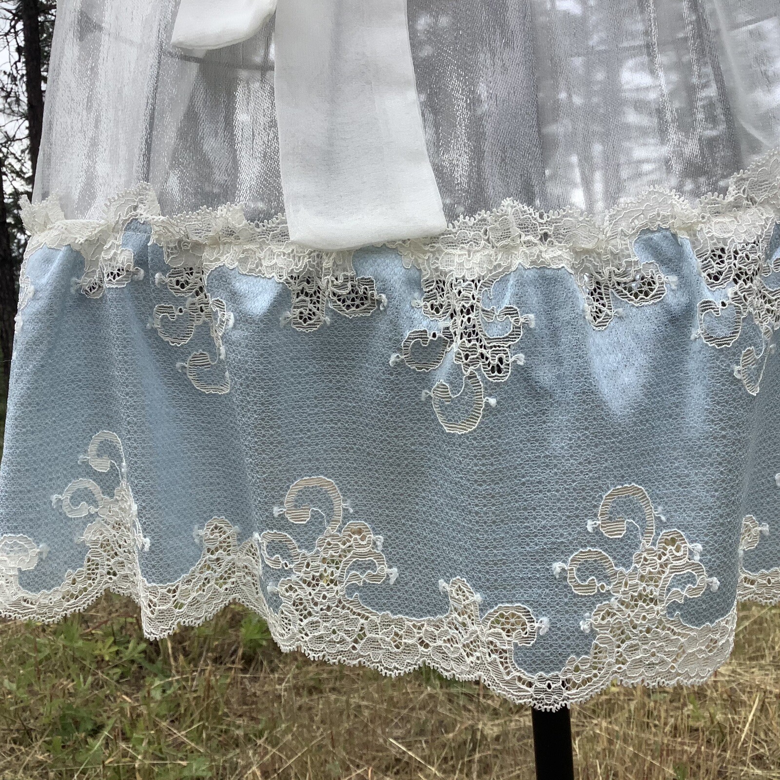 Offwhite sheer apron Light Blue Lace ruffles, Octoberfest Bridal Shower Dirndl