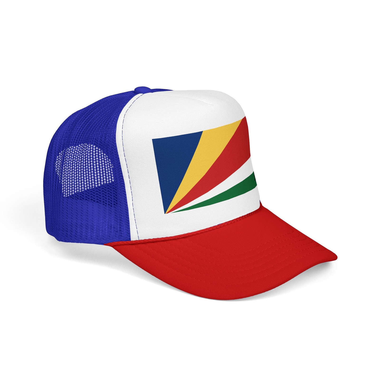 Seychelles Flag Foam Trucker Hat – Seychellois Pride Cap – White / One size